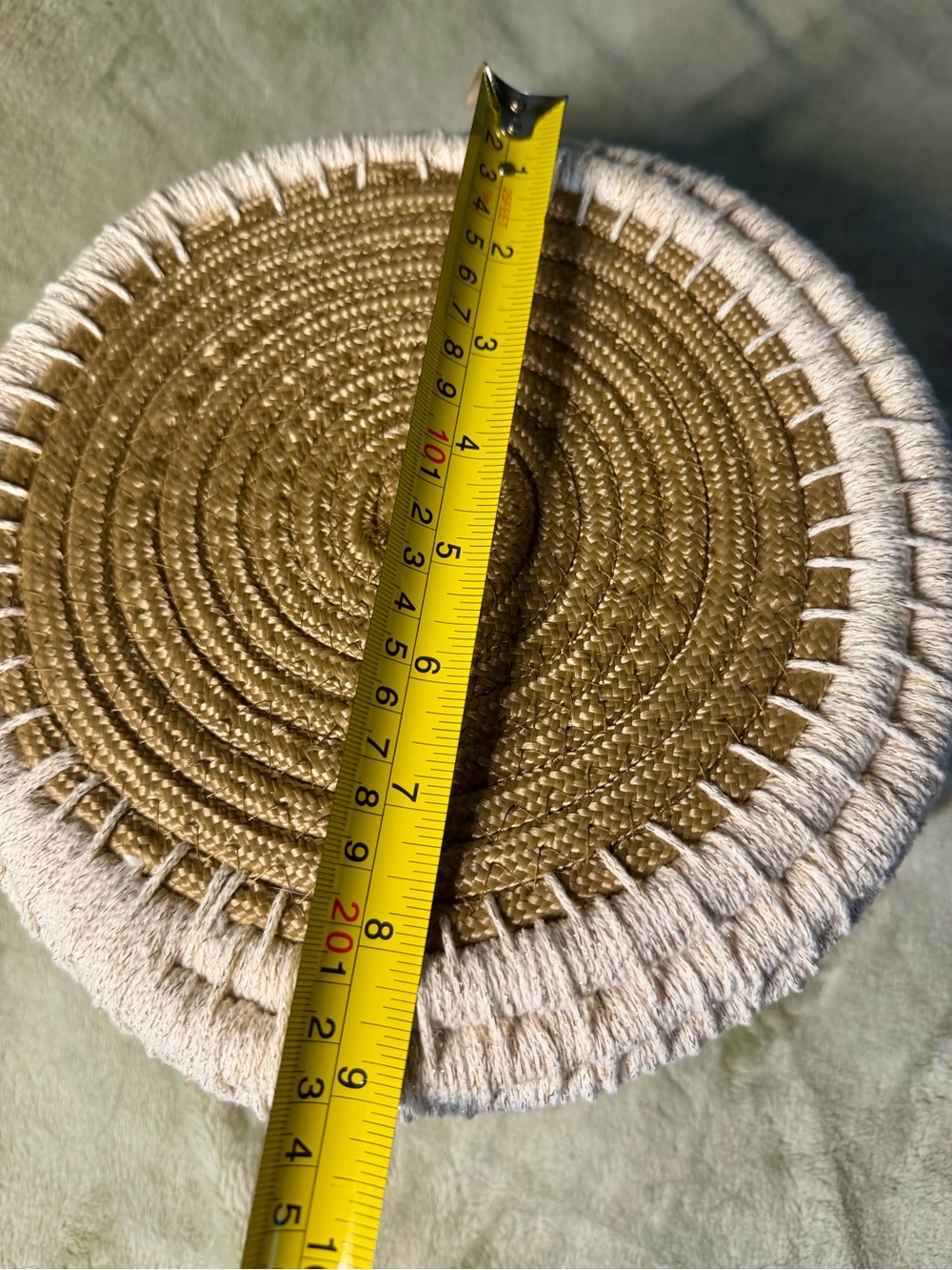 Handmade Art Coiled Basket  with Lid and embellishments of beading and shells - Picture 6 of 15